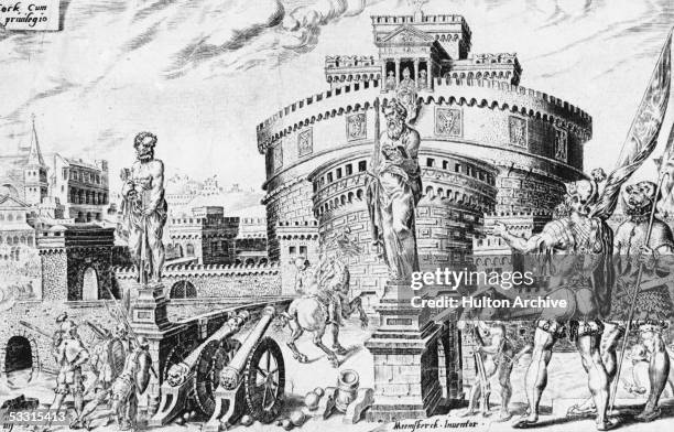 The siege of the Castel San Angelo in Rome by the forces of Emperor Charles V of Spain, 1527. In the struggle between Charles and Francis I of France...