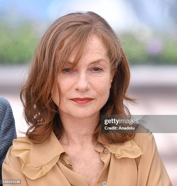 French actress Isabelle Huppert poses during the photocall for the film 'Elle' at the 69th international film festival in Cannes on May 21, 2016.