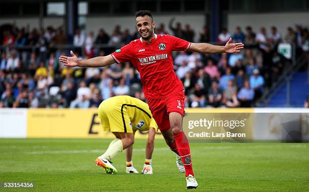 Mohamad Darwish of Hannover celebrates after scoring his teams third goal during the DFB Juniors Cup Final 2016 between Hertha BSC U19 and Hannover...