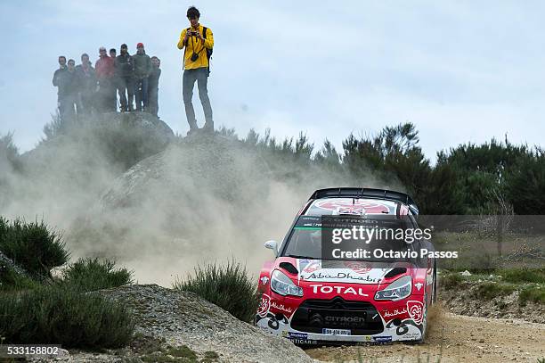 Kris Meeke of Great Britain and Paul Nagle of Ireland compete in their Abu Dhabi Total WRT Citroen DS3 WRC during the SS11 Marao of the WRC Portugal...