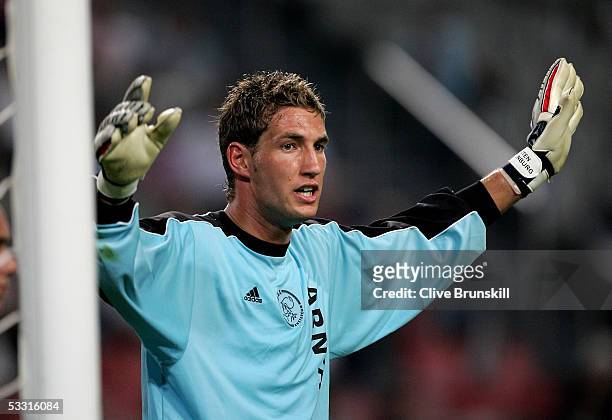 Martin Stekelenburg of Ajax during the LG Amsterdam Tournament friendly match between Ajax and Arsenal at The Amsterdam Arena on July 29, 2005 in...
