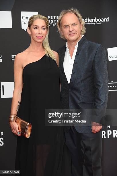 Uwe Ochsenknecht and his girlfriend Kirsten Kiki Viebrock attend the Deutscher Schauspielerpreis 2016 on May 20, 2016 in Berlin, Germany.