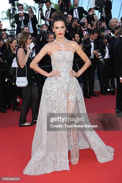 Alessandra Ambrosio attends a screening of "The Last Face" at the annual 69th Cannes Film Festival at Palais des Festivals on May 20, 2016 in Cannes,...