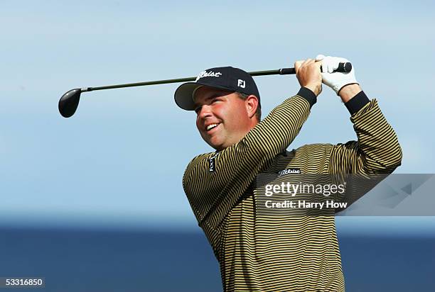 Brian Bateman hits a shot during the first round of the U.S. PGA Championship at the Whistling Straits Golf Course on August 12, 2004 in Kohler,...