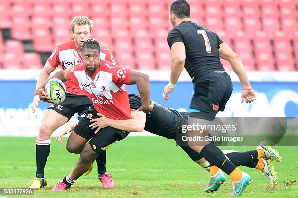 Howard Mnisi of the Lions during the Super Rugby match between Emirates Lions and Jaguares at Emirates Airline Park on May 21, 2016 in Johannesburg,...