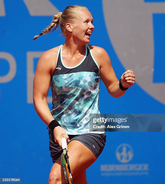 Kiki Bertens of Netherlands celebrates after winning singles final match against Mariana Duque-Marino of Colombia on day eight of the Nuernberger...