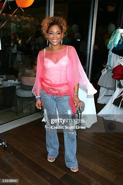 Tionne "T Boz" Watkins of TLC poses for a photo during a fashion show and party to benefit the Make A Wish Foundation at The Park August 2, 2005 in...