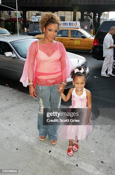 Tionne "T Boz" Watkins of TLC and her daughter Chase Rolison arrive at a fashion show and party to benefit the Make A Wish Foundation at The Park...