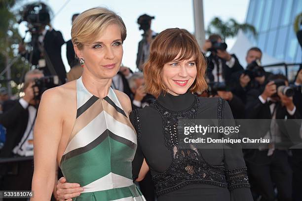 Jury members Melita Toscan du Plantier and Marie-Josee Croze attend the "Elle" Premiere during the 69th annual Cannes Film Festival at the Palais des...