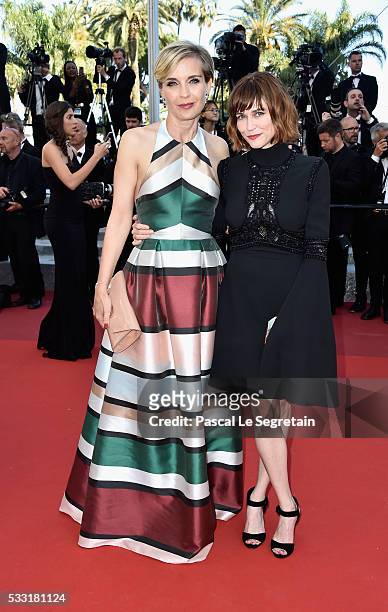 Jury members Melita Toscan du Plantier and Marie-Josee Croze attend the "Elle" Premiere during the 69th annual Cannes Film Festival at the Palais des...