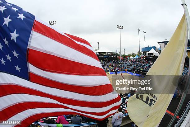 Kerri Walsh Jennings and April Ross USA during their match against Liliana Fernandez and Elsa Baquerizo of Spain during day 5 of the 2016 AVP...