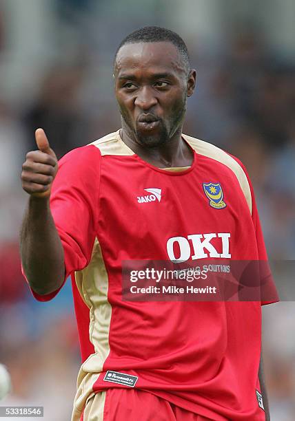 Tresor Lomana Lua Lua of Portsmouth in action during the pre-season friendly between Portsmouth and Internazionale on July 31, 2005 at Fratton Park...