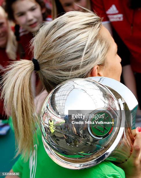 Close up view of the trophy after the women's cup final between SC Sand and VFL Wolfsburg at RheinEnergieStadion on May 21, 2016 in Cologne, Germany.
