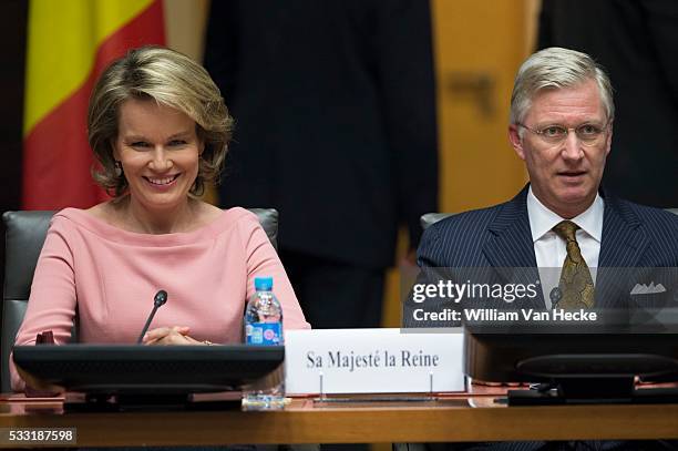 - Le Roi Philippe et la Reine Mathilde assistent à l'ouverture de la Conférence "La Belgique dans les Nations Unies: bâtir le consensus, agir pour la...