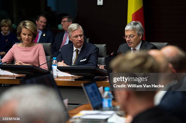 - Le Roi Philippe et la Reine Mathilde assistent à l'ouverture de la Conférence "La Belgique dans les Nations Unies: bâtir le consensus, agir pour la...