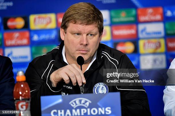 Vanhaezebrouck Hein Headcoach of KAA Gent talking to the press during a press conference a day prior to the UEFA Champions League Group H match...