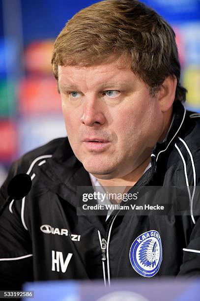 Vanhaezebrouck Hein Headcoach of KAA Gent talking to the press during a press conference a day prior to the UEFA Champions League Group H match...