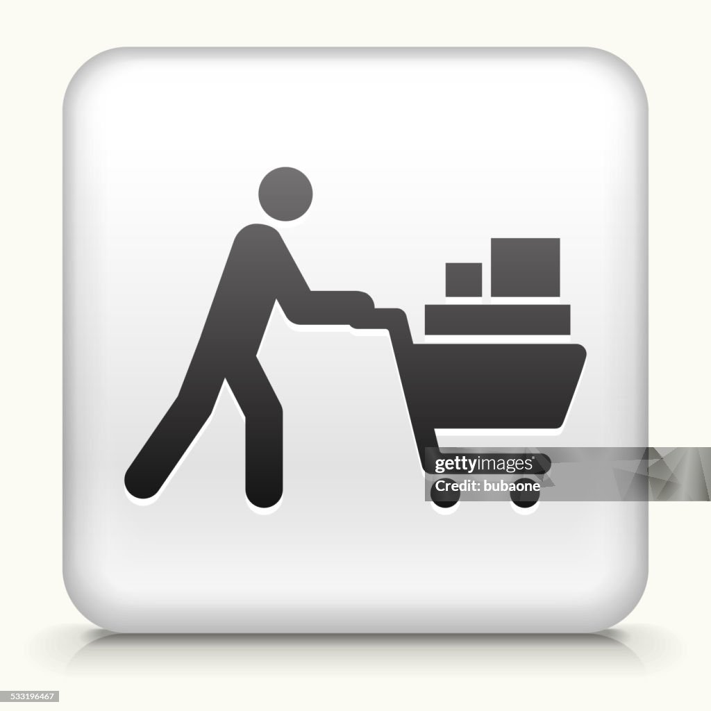 Square Button with Shopping Cart royalty free vector art