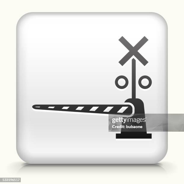 stockillustraties, clipart, cartoons en iconen met square button with train crossing - spoorwegovergang