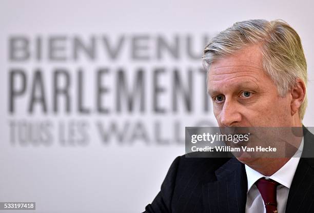 - Le Roi Philippe effectue une visite de travail au Parlement de Wallonie à Namur à l'occasion de son 35ème anniversaire et du 20ème anniversaire de...