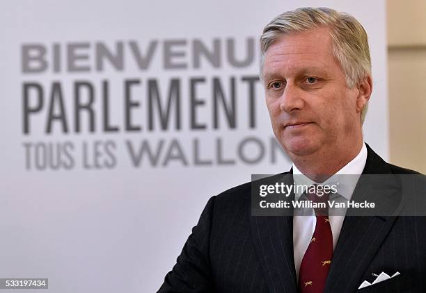 - Le Roi Philippe effectue une visite de travail au Parlement de Wallonie à Namur à l'occasion de son 35ème anniversaire et du 20ème anniversaire de...