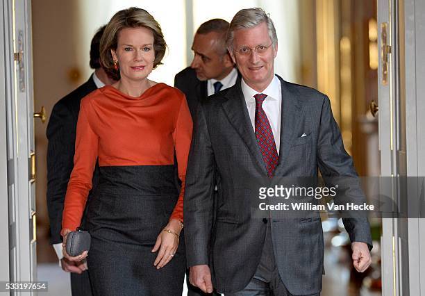 - Le Roi Philippe et la Reine Mathilde président une réunion de travail avec des personnes actives dans l'intégration sociale, la prévention de la...