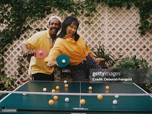 Deborah Feingold/Corbis via Getty Images) Jackee Harry Playing Table Tennis with George Faison