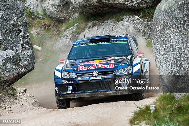 Jari Matti Latvala of Finland and Mikka Anttila of Finland compete in their Volkswagen Motorsport Volkswagen Polo R WRC during the SS14 Marao of the...