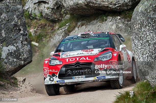 Kris Meeke of Great Britain and Paul Nagle of Ireland compete in their Abu Dhabi Total WRT Citroen DS3 WRC during the SS14 Marao of the WRC Portugal...