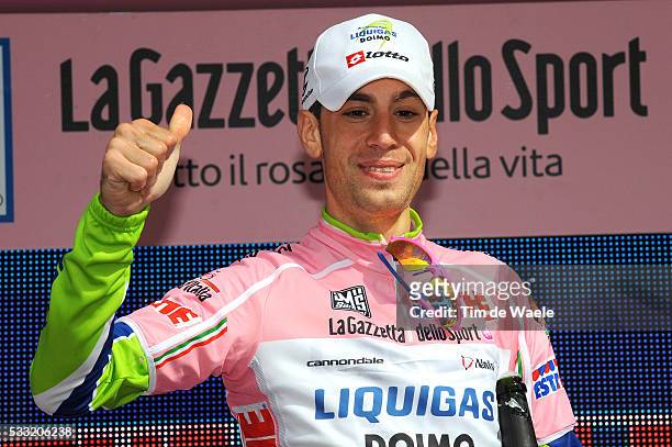 93th Giro d'Italia 2010 / Stage 4 Podium / Vincenzo Nibali Pink Jersey / Celebration Joie Vreugde / Savigliano - Cuneo / Team Time Trial / Contre la...