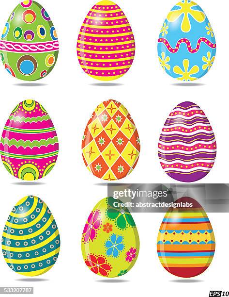 easter eggs - hand painted easter eggs stock illustrations