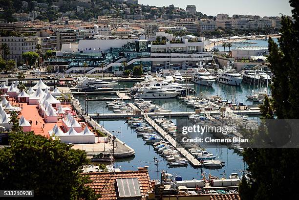 General view of Cannes Harbour during the 69th annual Cannes Film Festival on May 21, 2016 in Cannes, France.