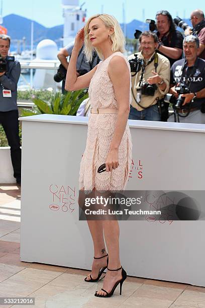 Actress Charlize Theron attends "The Last Face" Photocall during the 69th annual Cannes Film Festival at the Palais des Festivals on May 20, 2016 in...