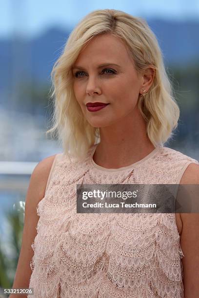 Actress Charlize Theron attends "The Last Face" Photocall during the 69th annual Cannes Film Festival at the Palais des Festivals on May 20, 2016 in...