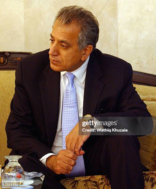 Ambassador to Iraq Zalmay Khalilzad is seen during a visit to Halabja museum which commemorates the 5,000 Kurds from a gas attack August 3, 2005 in...