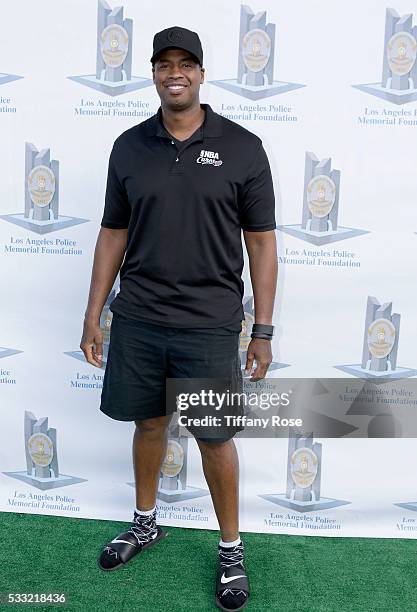 Basketball player Jason Collins attends the 44th Annual Los Angeles Police Memorial Foundation Celebrity Golf Tournament at Ron Burkle's Estate on...