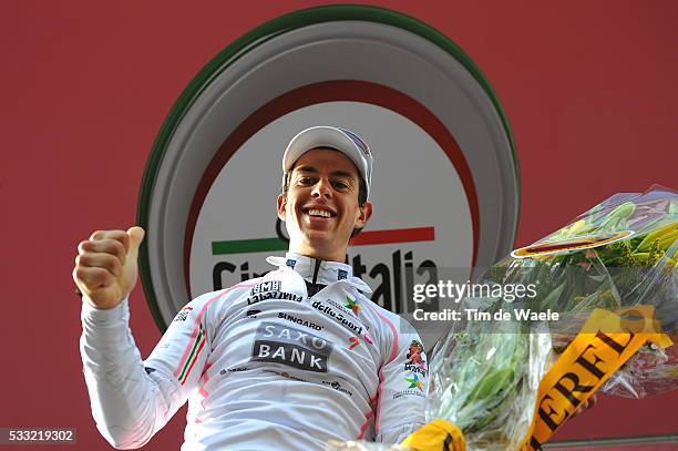 93th Giro d'Italia 2010 / Stage 18 Podium / David Arroyo Duran Pink Jersey / Celebration Joie Vreugde / Levico Terme - Brescia / Tour of Italy /...