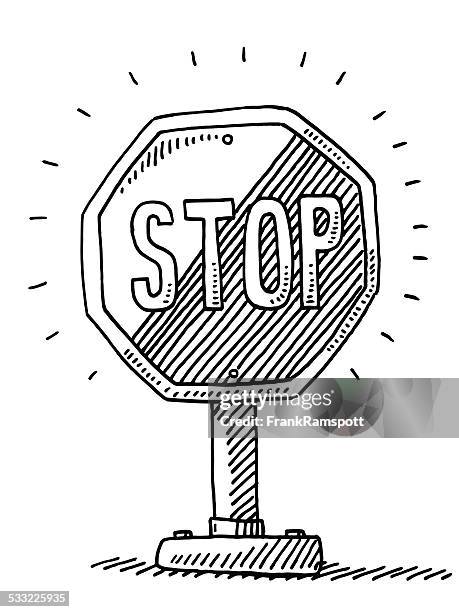 stoppschild-zeichnung - stop einzelwort stock-grafiken, -clipart, -cartoons und -symbole