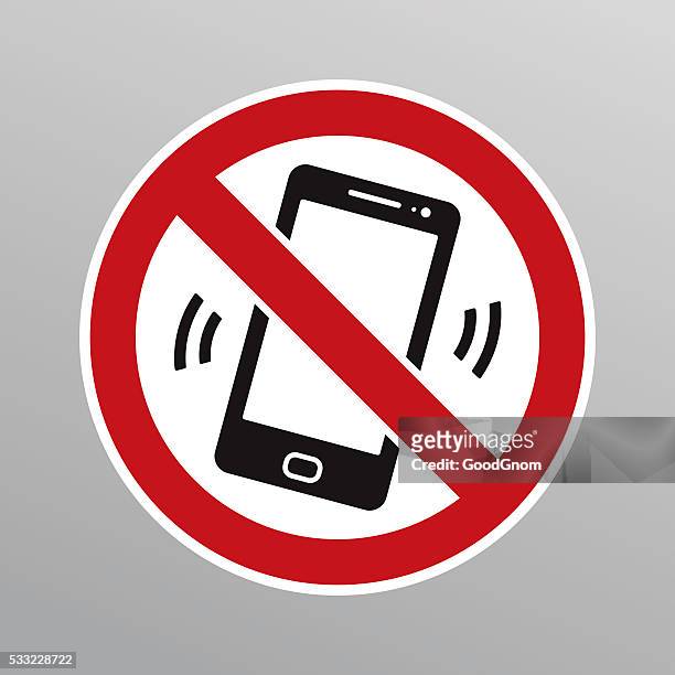 no mobile phones sign - warning sign stock illustrations