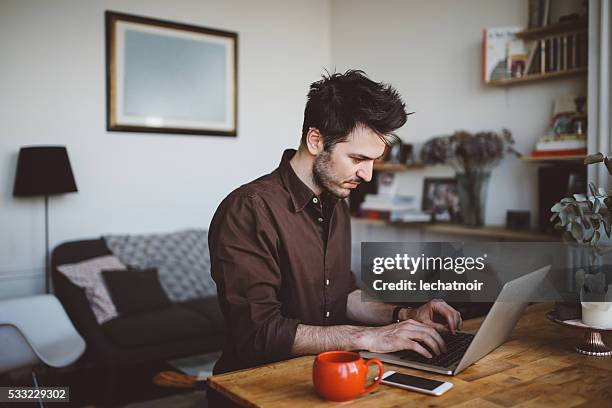 young man working at home - blog stock pictures, royalty-free photos & images