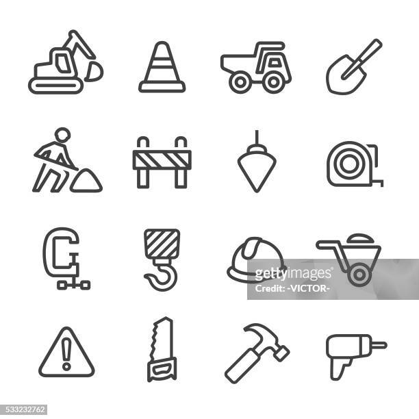 bau icons-line serie - the lot stock-grafiken, -clipart, -cartoons und -symbole