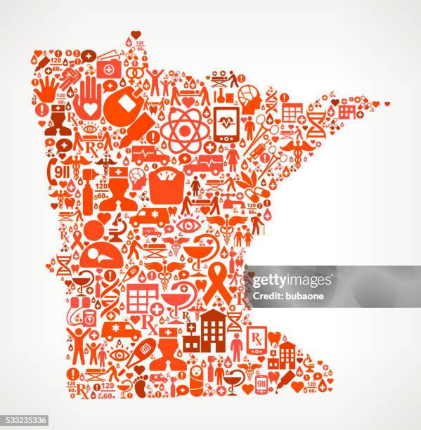 minnesota healthcare and medical red icon pattern - minnesota stock illustrations