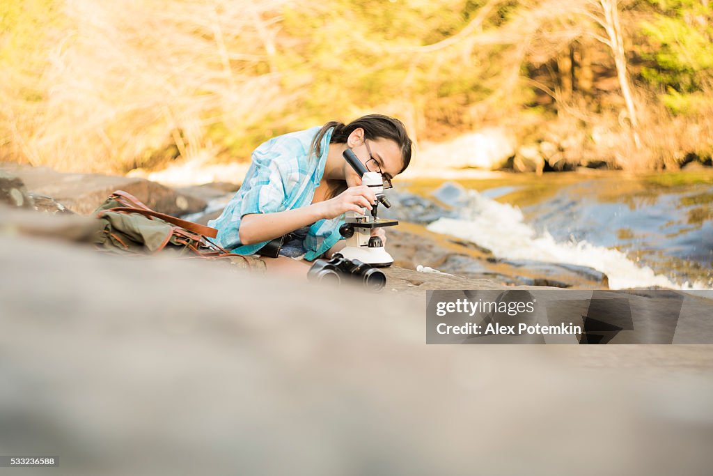 Teenager girl explore nature in Poconos, Pennsylvania