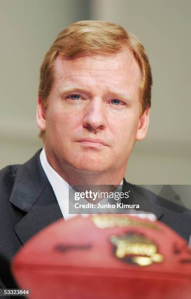 Roger Goodell, Executive vice-president of the NFL, attends a press conference at Tokyo Dome on August 4, 2005 in Tokyo, Japan. The Indianapolis...