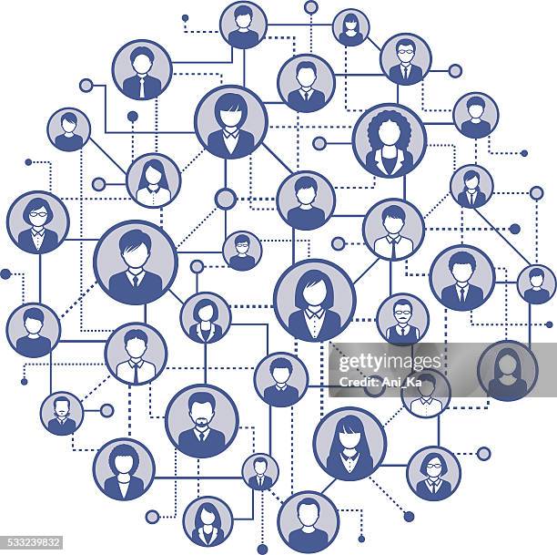 social network - managing virtual team stock illustrations