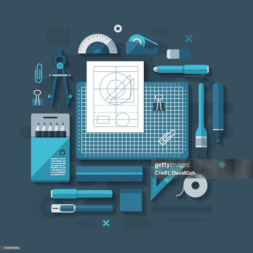 Drafting Flat Design Concept High-Res Vector Graphic - Getty Images
