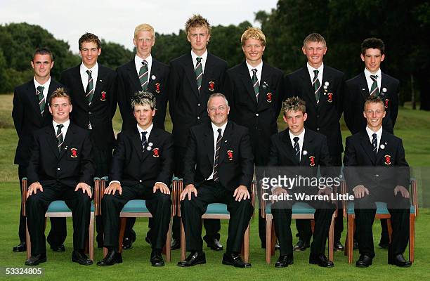 The Scottish team pose for a group photograph after the Final Day of the Boys Home Internationals on the Hotchkin Course at the Woodhall Spa Golf...