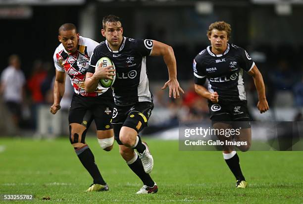 Keegan Daniel of the Cell C Sharks of the Cell C Sharks during the round 13 Super Rugby match between Cell C Sharks and Southern Kings at Growthpoint...