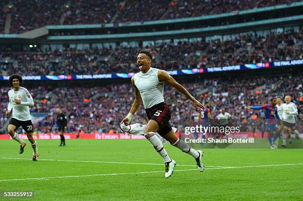 Jesse Lingard of Manchester United celebrates as he scores their second goal during The Emirates FA Cup Final match between Manchester United and...