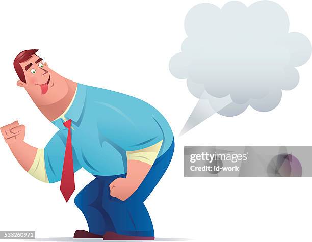 ilustraciones, imágenes clip art, dibujos animados e iconos de stock de empresario farting - farting